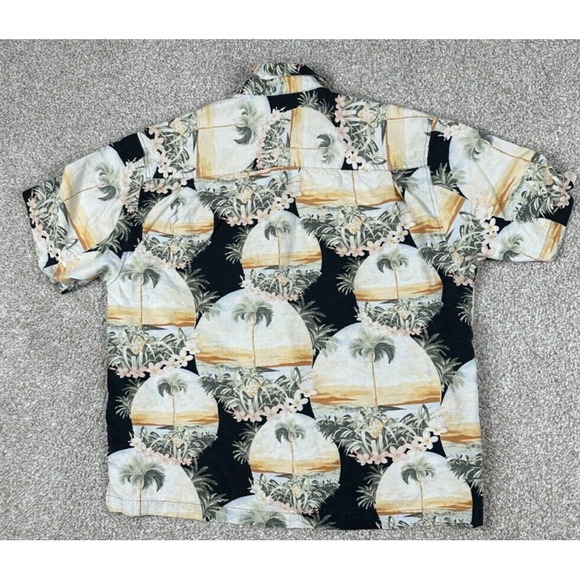 Jamaica Jaxx Shirt Men Extra Large Black Hawaiian Button Up Silk Palm Tree Beach - Picture 9 of 9